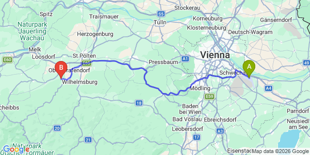 Map: Vienna Airport (VIE) to Eck