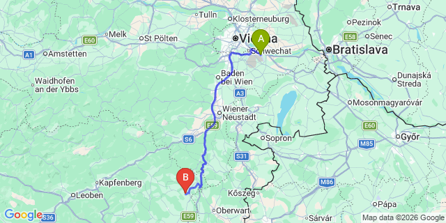 Map: Vienna Airport (VIE) to Eichberg