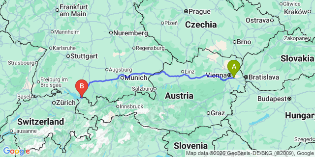 Map: Vienna Airport (VIE) to Eichenberg