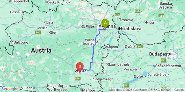 Map: Vienna Airport (VIE) to Empersdorf