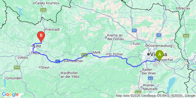 Map: Vienna Airport (VIE) to Engerwitzdorf