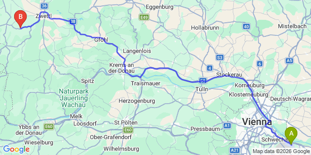 Map: Vienna Airport (VIE) to Etzen