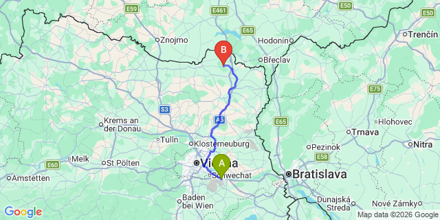 Map: Vienna Airport (VIE) to Falkenstein
