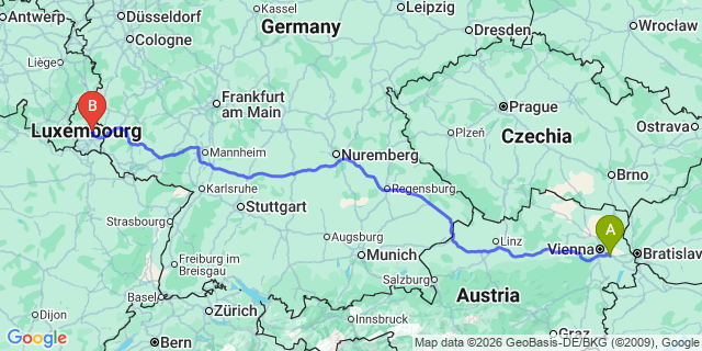 Map: Vienna Airport (VIE) to Fischbach