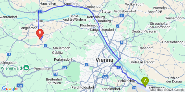 Map: Vienna Airport (VIE) to Flachberg