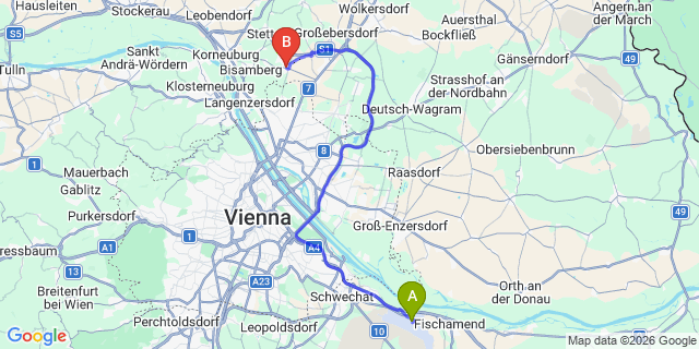 Map: Vienna Airport (VIE) to Flandorf