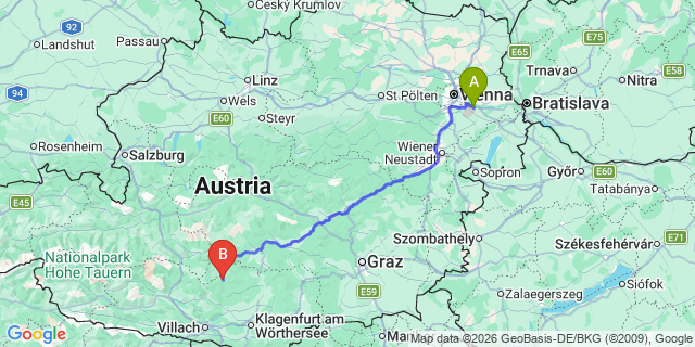 Map: Vienna Airport (VIE) to Flattnitz