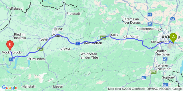 Map: Vienna Airport (VIE) to Fornach
