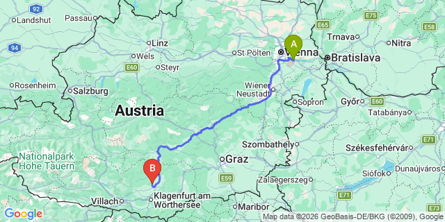 Map: Vienna Airport (VIE) to Frauenstein