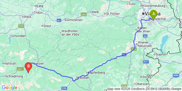 Map: Vienna Airport (VIE) to Furrach