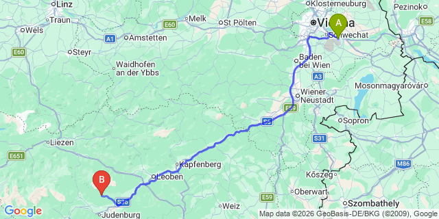 Map: Vienna Airport (VIE) to Gaal