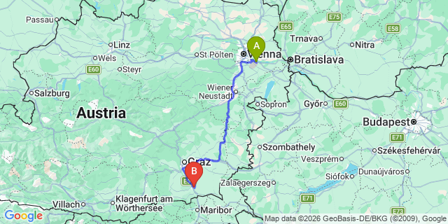 Map: Vienna Airport (VIE) to Gabersdorf