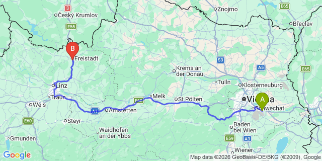 Map: Vienna Airport (VIE) to Galgenau