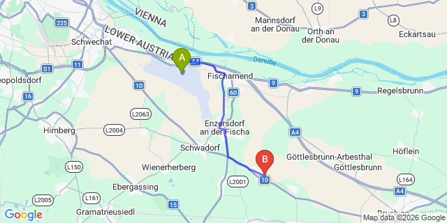 Map: Vienna Airport (VIE) to Gallbrunn
