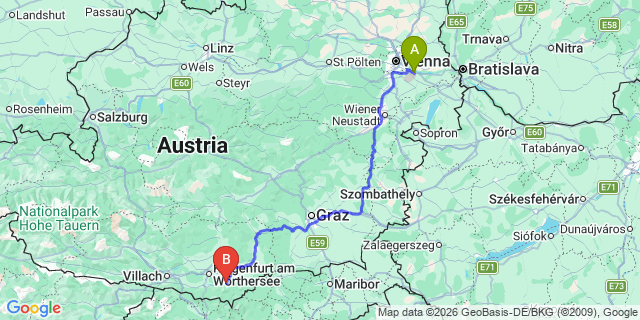Map: Vienna Airport (VIE) to Gallizien