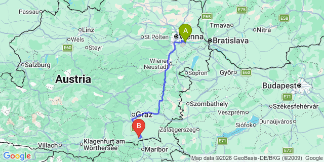 Map: Vienna Airport (VIE) to Gamlitz