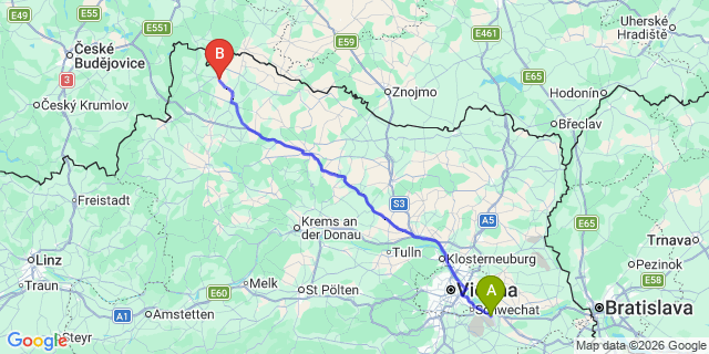 Map: Vienna Airport (VIE) to Gastern
