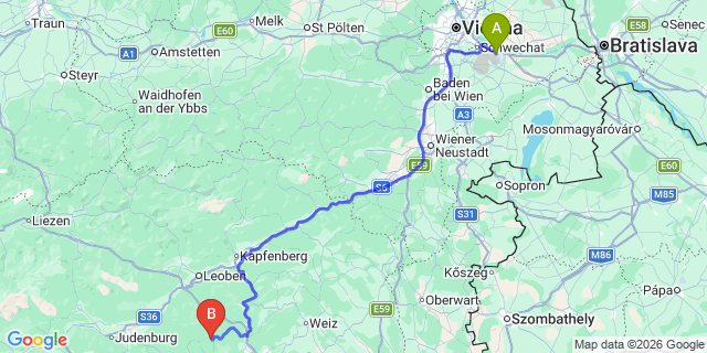 Map: Vienna Airport (VIE) to Geistthal-Södingberg