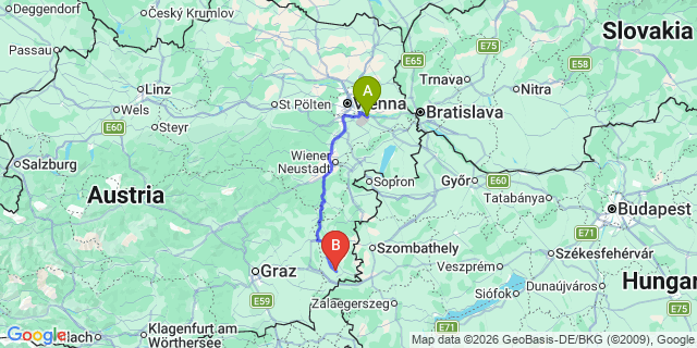 Map: Vienna Airport (VIE) to Gerersdorf-Sulz