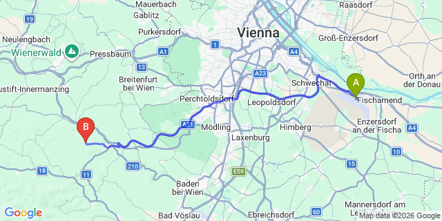 Map: Vienna Airport (VIE) to Glashütten