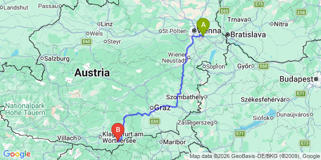 Map: Vienna Airport (VIE) to Globasnitz