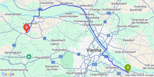 Map: Vienna Airport (VIE) to Gollarn