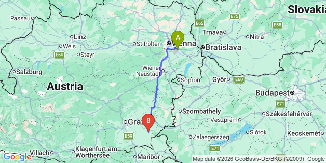 Map: Vienna Airport (VIE) to Gossendorf
