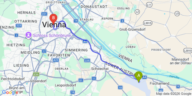 Map: Vienna Airport (VIE) to Graben Hotel