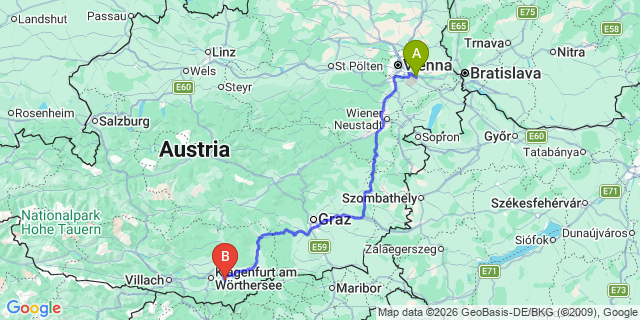 Map: Vienna Airport (VIE) to Grafenstein