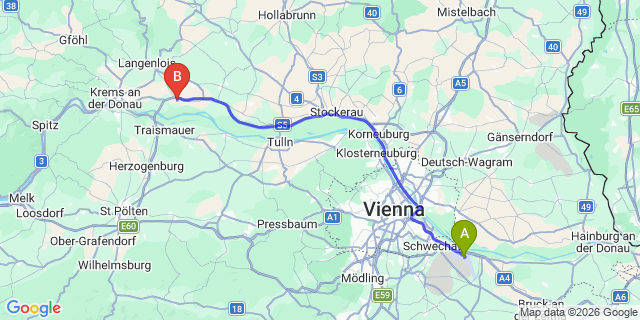 Map: Vienna Airport (VIE) to Grafenwörth