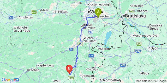 Map: Vienna Airport (VIE) to Greinbach