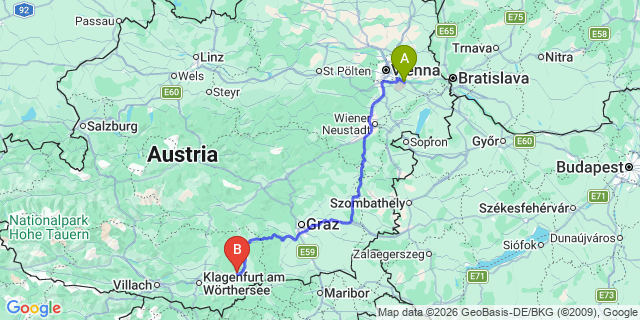 Map: Vienna Airport (VIE) to Griffen