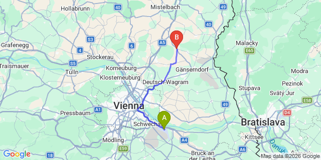 Map: Vienna Airport (VIE) to Groß-Schweinbarth
