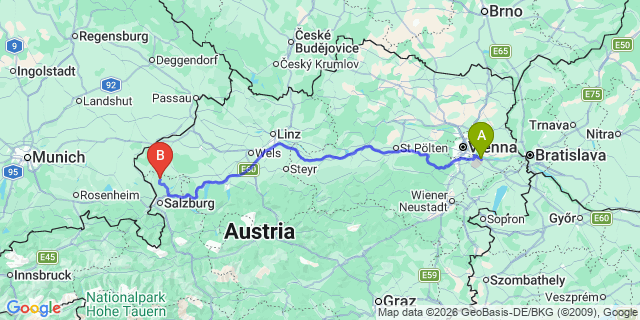 Map: Vienna Airport (VIE) to Großenegg