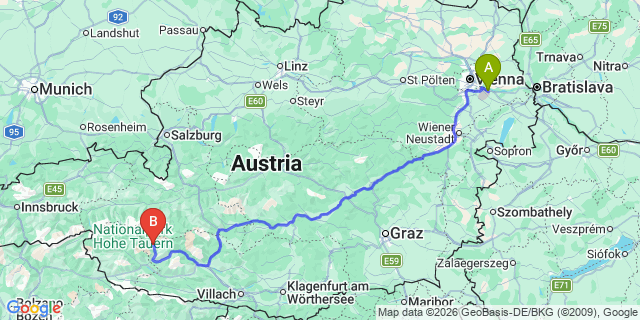 Map: Vienna Airport (VIE) to Großkirchheim