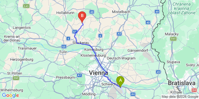 Map: Vienna Airport (VIE) to Großmugl