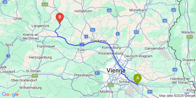 Map: Vienna Airport (VIE) to Großriedenthal