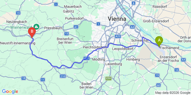 Map: Vienna Airport (VIE) to Gschaid