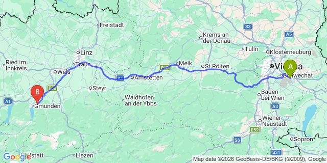 Map: Vienna Airport (VIE) to Gschwandt