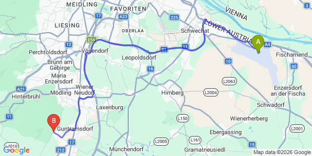 Map: Vienna Airport (VIE) to Gumpolskirchen