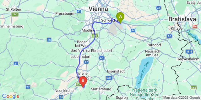Map: Vienna Airport (VIE) to Haderswörth