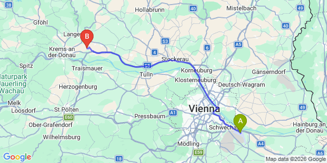 Map: Vienna Airport (VIE) to Haitzendorf