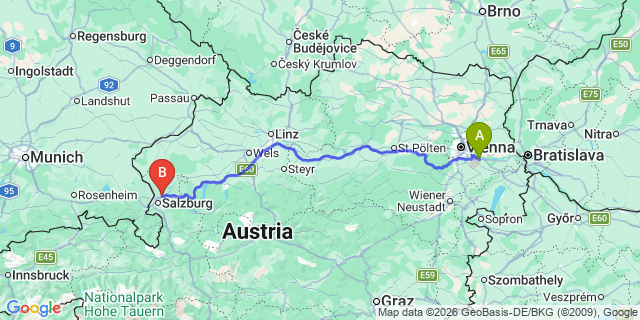Map: Vienna Airport (VIE) to Hallwang