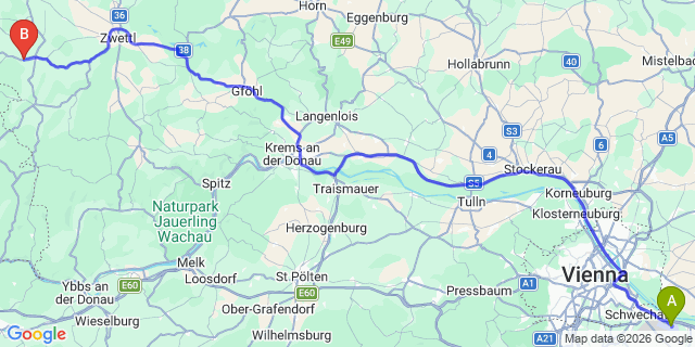 Map: Vienna Airport (VIE) to Harruck