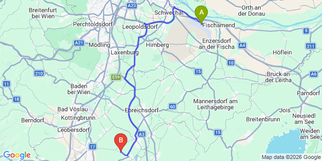 Map: Vienna Airport (VIE) to Haschendorf
