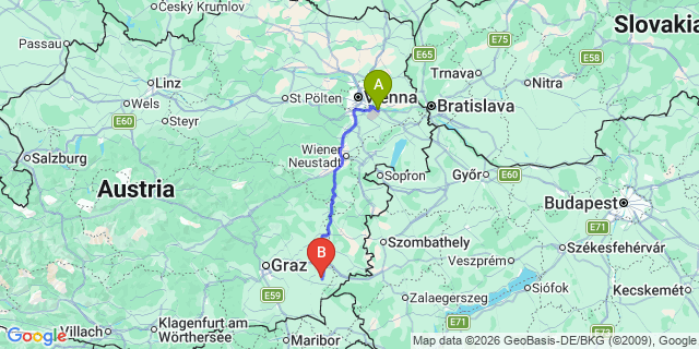 Map: Vienna Airport (VIE) to Hatzendorf