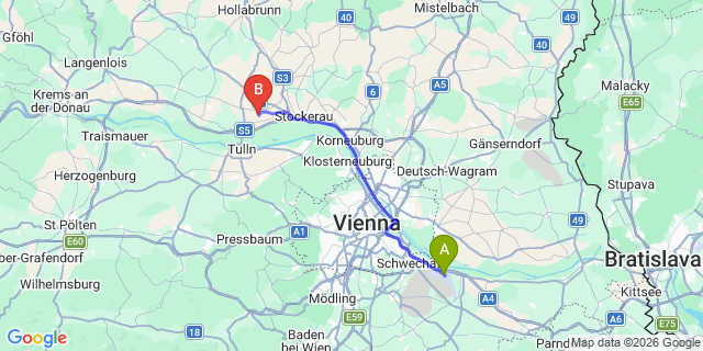 Map: Vienna Airport (VIE) to Hausleiten