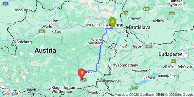 Map: Vienna Airport (VIE) to Hengsberg