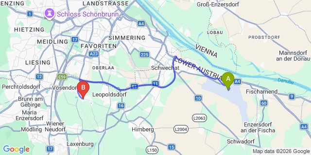 Map: Vienna Airport (VIE) to Hennersdorf