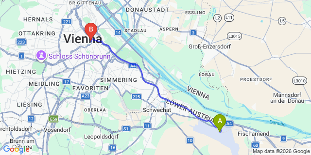Map: Vienna Airport (VIE) to Hilton Vienna Park